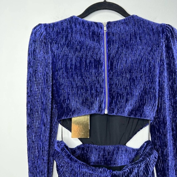 PatBO Textured Velvet Cutout Gown In Deep Purple Long Sleeve Gothic Size 0 - Picture 11 of 14